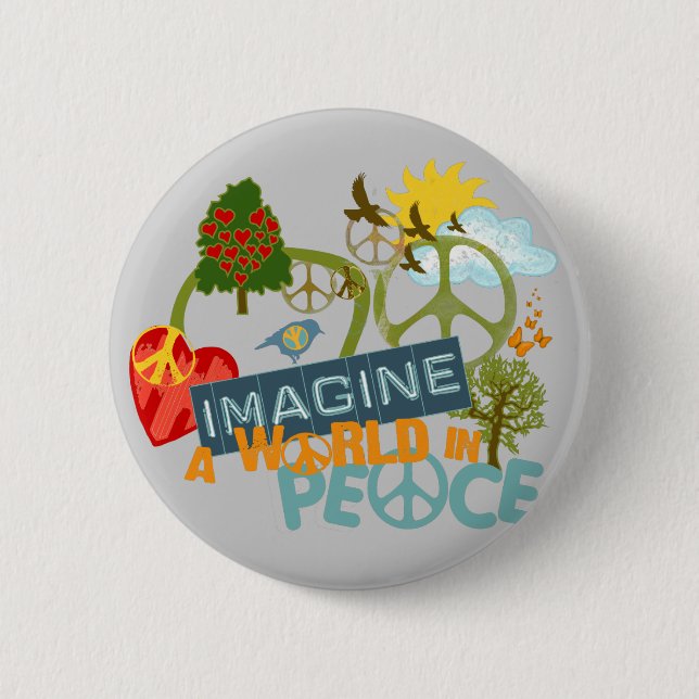 Imagine World Peace 6 Cm Round Badge (Front)