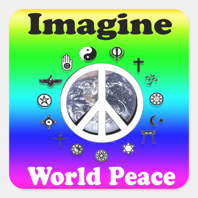 Imagine World Peace Square Sticker (Front)