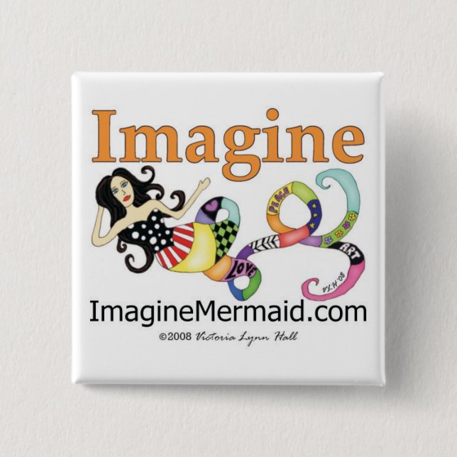 ImagineMermaid.com promotional 15 Cm Square Badge (Front)