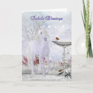 Imbolc Blessings Greeting Card With Unicorn