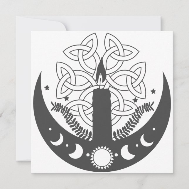 Imbolc Candlemas Sun Crescent Moon Celtic Holiday Card (Front)