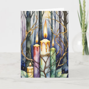 Imbolc Candlemas Winter Forest Candles Wiccan Holiday Card