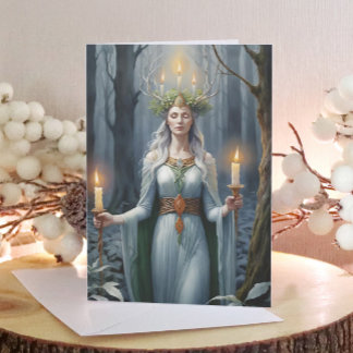 Imbolc Goddess Candlemas Forest Celtic Wiccan Holiday Card