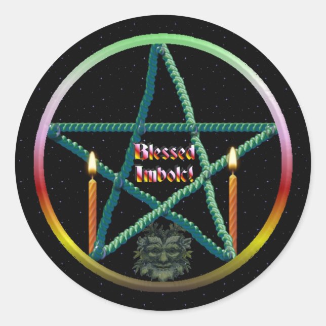 Imbolc Pentacle Classic Round Sticker (Front)