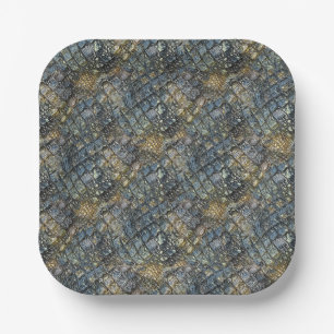 Imitation crocodile skin. Animal print. Paper Plate