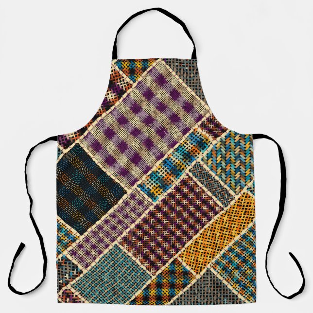 Imitation of indian patchwork pattern with texture apron (Front)