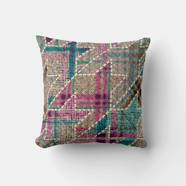 Imitation of indian patchwork pattern with texture cushion (Front)