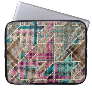 Imitation of indian patchwork pattern with texture laptop sleeve