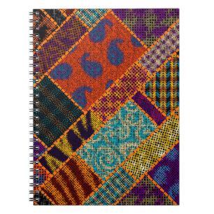 Imitation of indian patchwork pattern with texture notebook