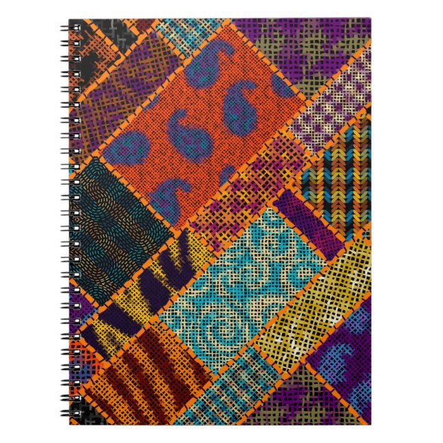 Imitation of indian patchwork pattern with texture notebook (Front)
