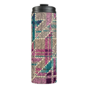 Imitation of indian patchwork pattern with texture thermal tumbler