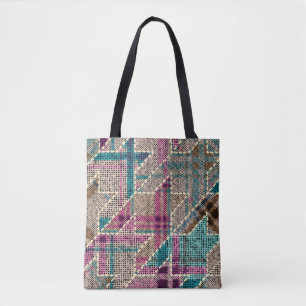 Imitation of indian patchwork pattern with texture tote bag