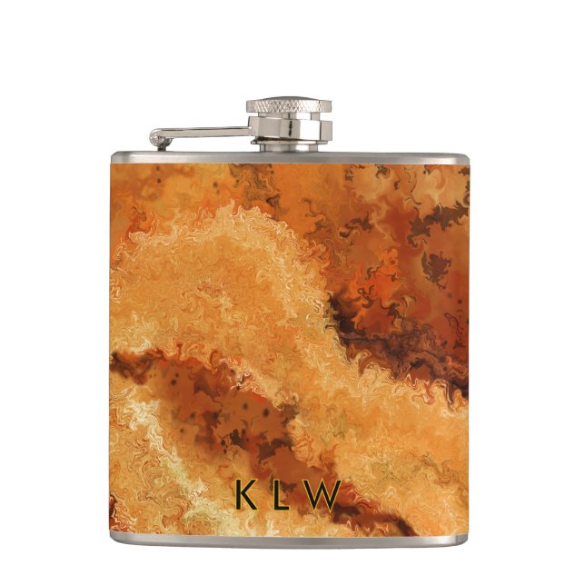 Imitation Woodgrain Burel Personalised  Hip Flask (Front)
