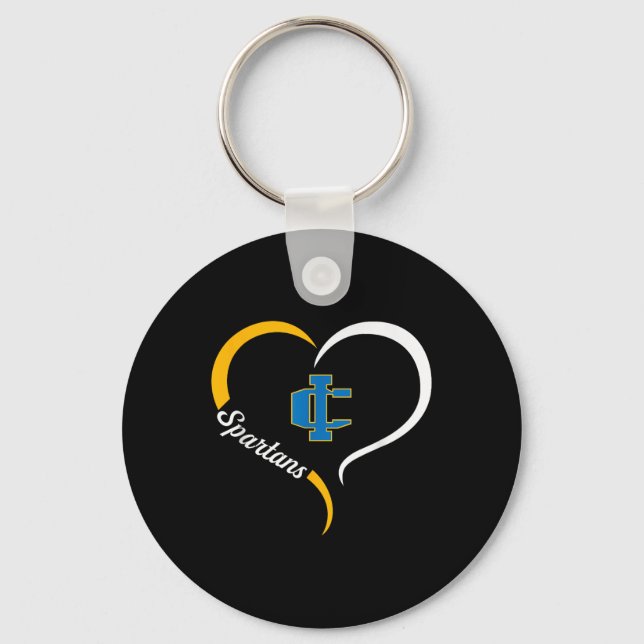 Imlay City Spartans Logo Half Heart Slogan Hs  Key Ring (Front)