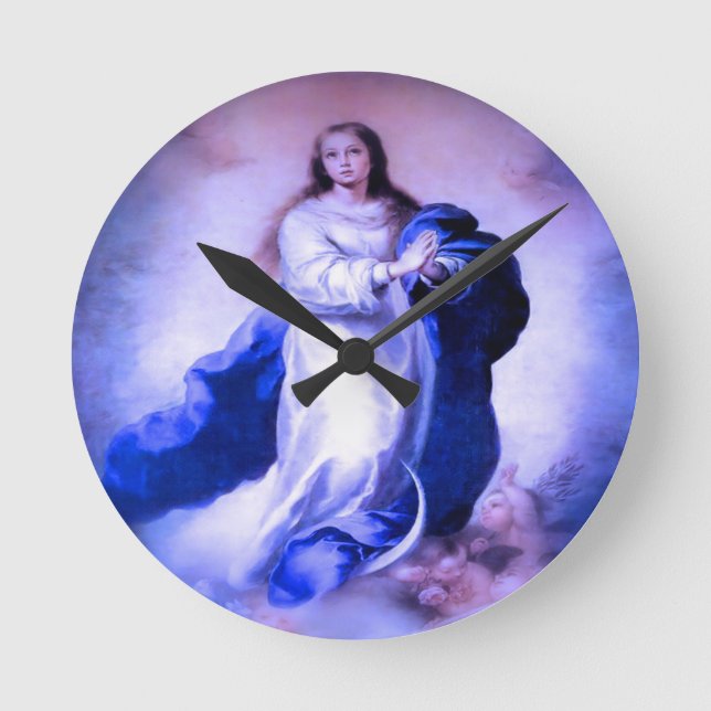 Immaculate Conception Blue Round Clock (Front)