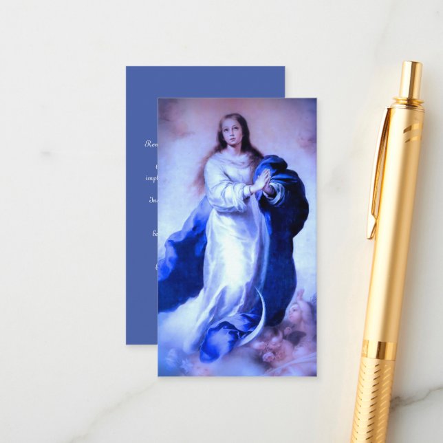 Immaculate Conception Blue with Memorare Enclosure Card (Front/Back In Situ)