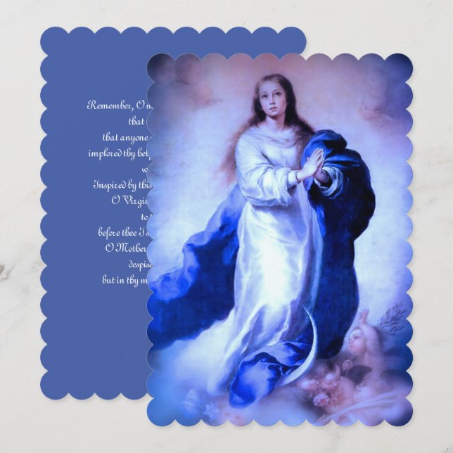 Immaculate Conception Blue with Memorare Holiday Card (Front/Back)