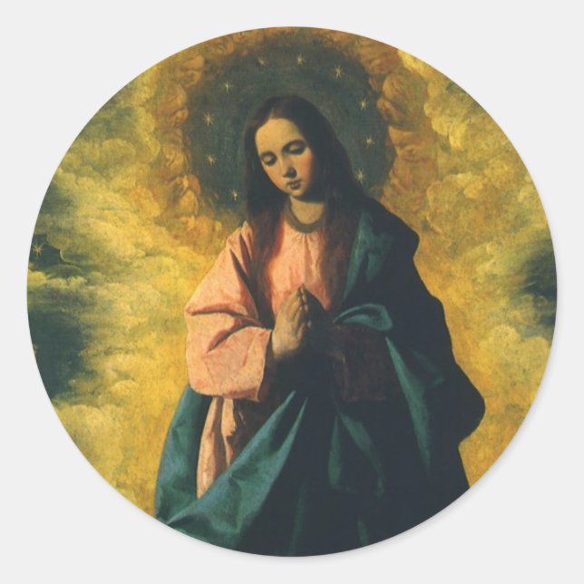 Immaculate Conception by Francisco de Zurbaran Classic Round Sticker (Front)
