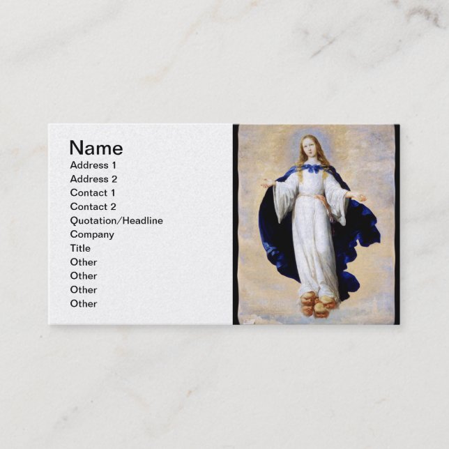 Immaculate Conception Cloud and Cherub - Zurbaran Business Card (Front)
