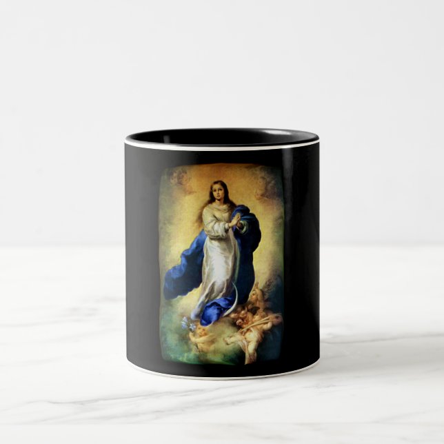 Immaculate Conception of Virgin Mary - Murillo Two-Tone Coffee Mug (Center)