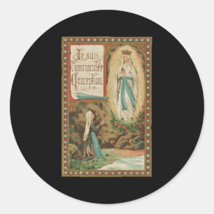 Immaculate Conception Our Lady Lourdes Bernadette  Classic Round Sticker