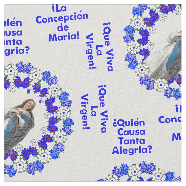 Immaculate Conception Virgin Nicaragua Spanish  Fabric (Close Up)