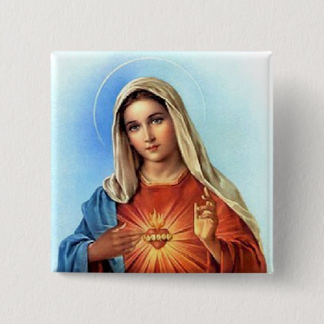 Immaculate Heart Mary 15 Cm Square Badge (Front)