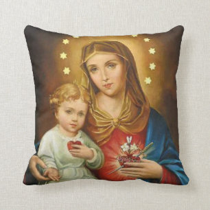 Immaculate Heart Mary Fatima Angels Monstrance Cushion