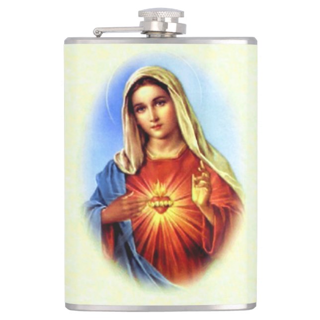 Immaculate Heart of Blessed Virgin Mary Hip Flask (Front)