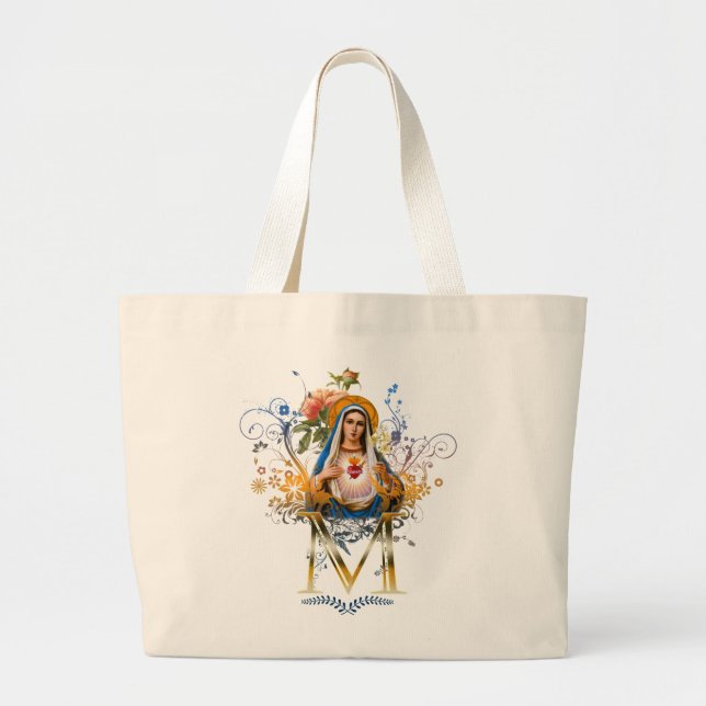 Immaculate Heart of Mary Large Tote Bag (Front)