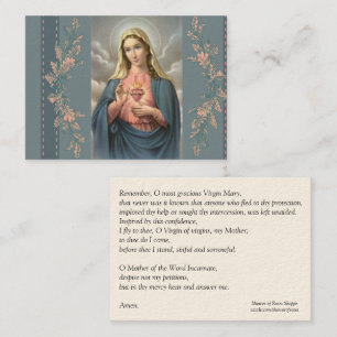 Immaculate Heart of Mary Memorare Prayer Holy Card