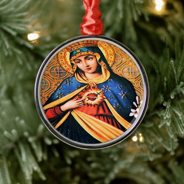 Immaculate Heart of Mary Metal Ornament (Tree)