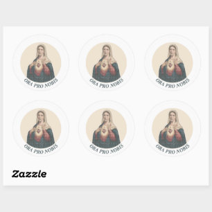 Immaculate Heart of Mary Ora Pro Nobis Icon Classic Round Sticker
