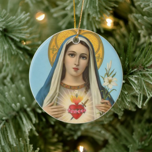 Immaculate Heart of Mary Our Lady  Ceramic Ornament (Tree)