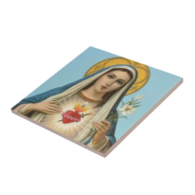Immaculate Heart of Mary Our Lady religious image  Ceramic Tile (Side)