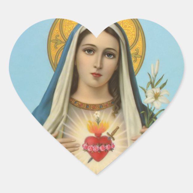 Immaculate Heart of Mary Our Lady religious image Heart Sticker (Front)