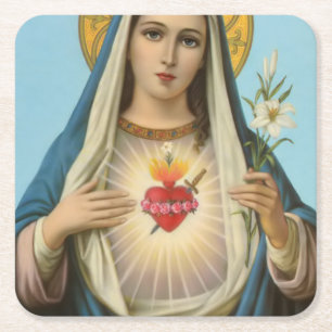 Immaculate Heart of Mary Our Lady religious image Square Paper Coaster