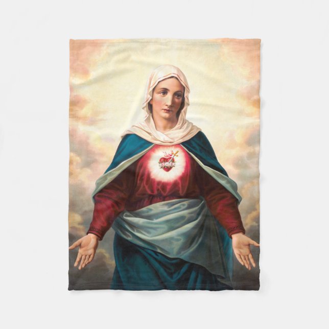 Immaculate Heart Of Mary Sacred Art Fleece Blanket (Front)