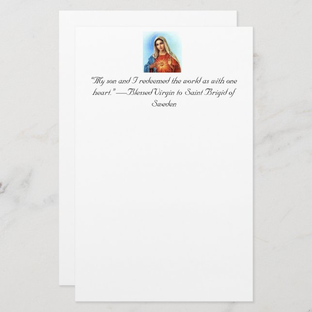 Immaculate Heart of Mary & Sacred Heart of Jesus Stationery (Front/Back)