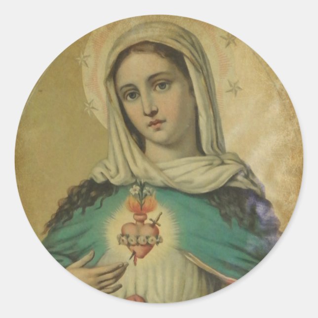 Immaculate Heart of Mary  Sorrowful Mother Classic Round Sticker (Front)