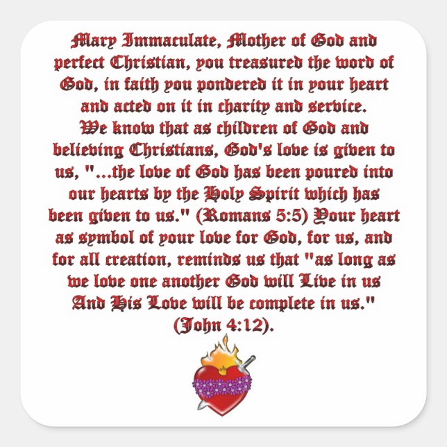 Immaculate Heart of Mary Square Sticker (Front)