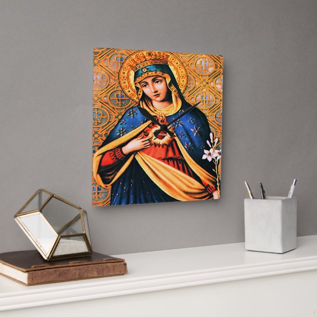 Immaculate Heart of Mary Square Wall Clock (Office)