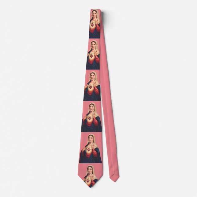 Immaculate Heart of Virgin Mary Catholic Art Tie (Front)