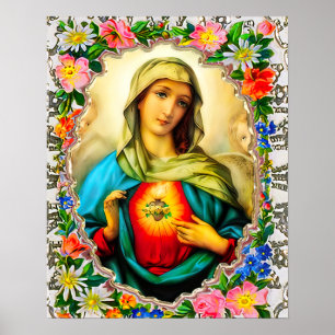 Immaculate Heart of Virgin Mary Catholic Saint Poster