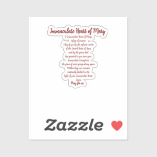 Immaculate Heart Prayer Vinyl Sticker