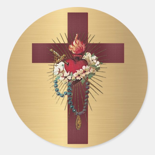 Immaculate Heart Virgin Mary Catholic Religious Classic Round Sticker (Front)