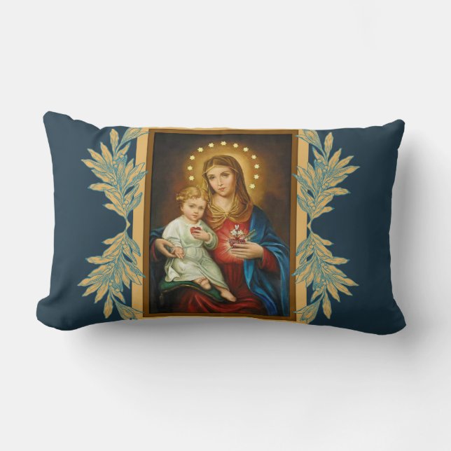 Immaculate & Sorrowful Heart Mary Lumbar Cushion (Front)