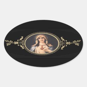Immaculate & Sorrowful Heart of Mother Mary Oval Sticker