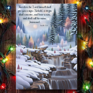 Immanuel Bible Verse Winter Woodlands Waterfalls Holiday Card