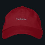 "Immanuel" Name In Embroidery, Embroidered Hat<br><div class="desc">Pictured Embroidered Is The Name Immanuel.</div>